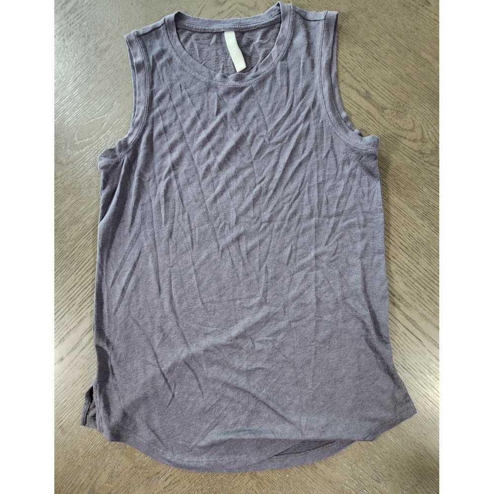 Athleta‎ Womens Small Tall Gray Sleeveless Muscle Tank Top Curved Hem Activewear
